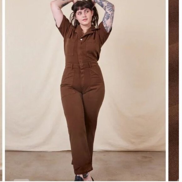 Big Bud Press Short Sleeve Jumpsuit Fudgesicle Brown Sz S